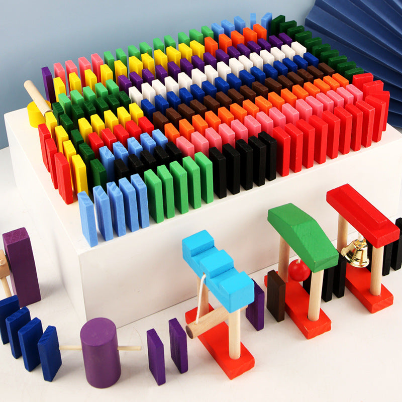 Wooden Domino Blocks Building Toy Kits