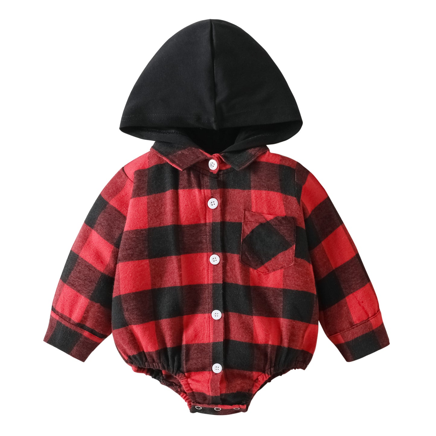 Baby Clothing Christmas Baby Plaid Button Hooded