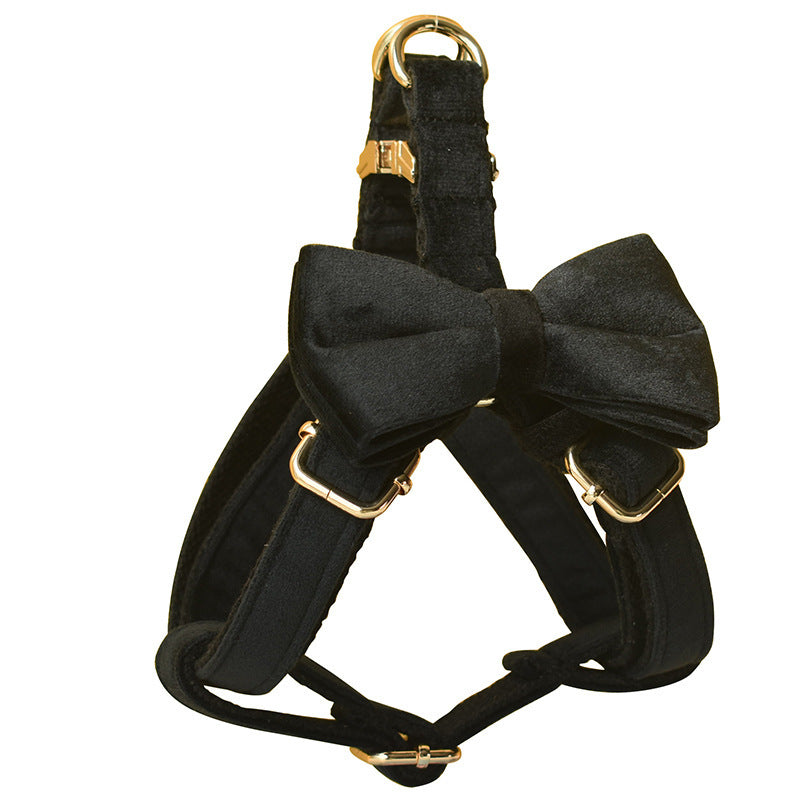 Black Flannel Gold Buckle Dog Harness Pet Chest Harness