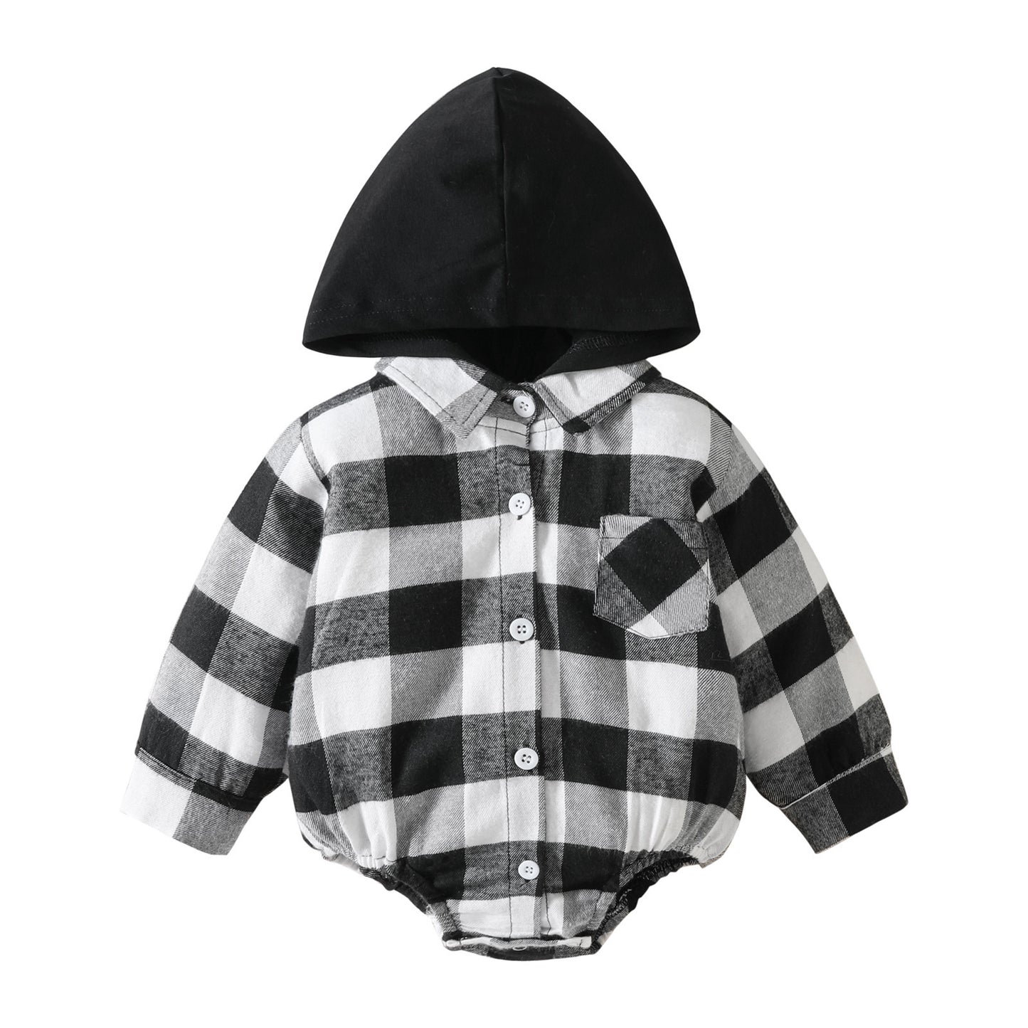 Baby Clothing Christmas Baby Plaid Button Hooded